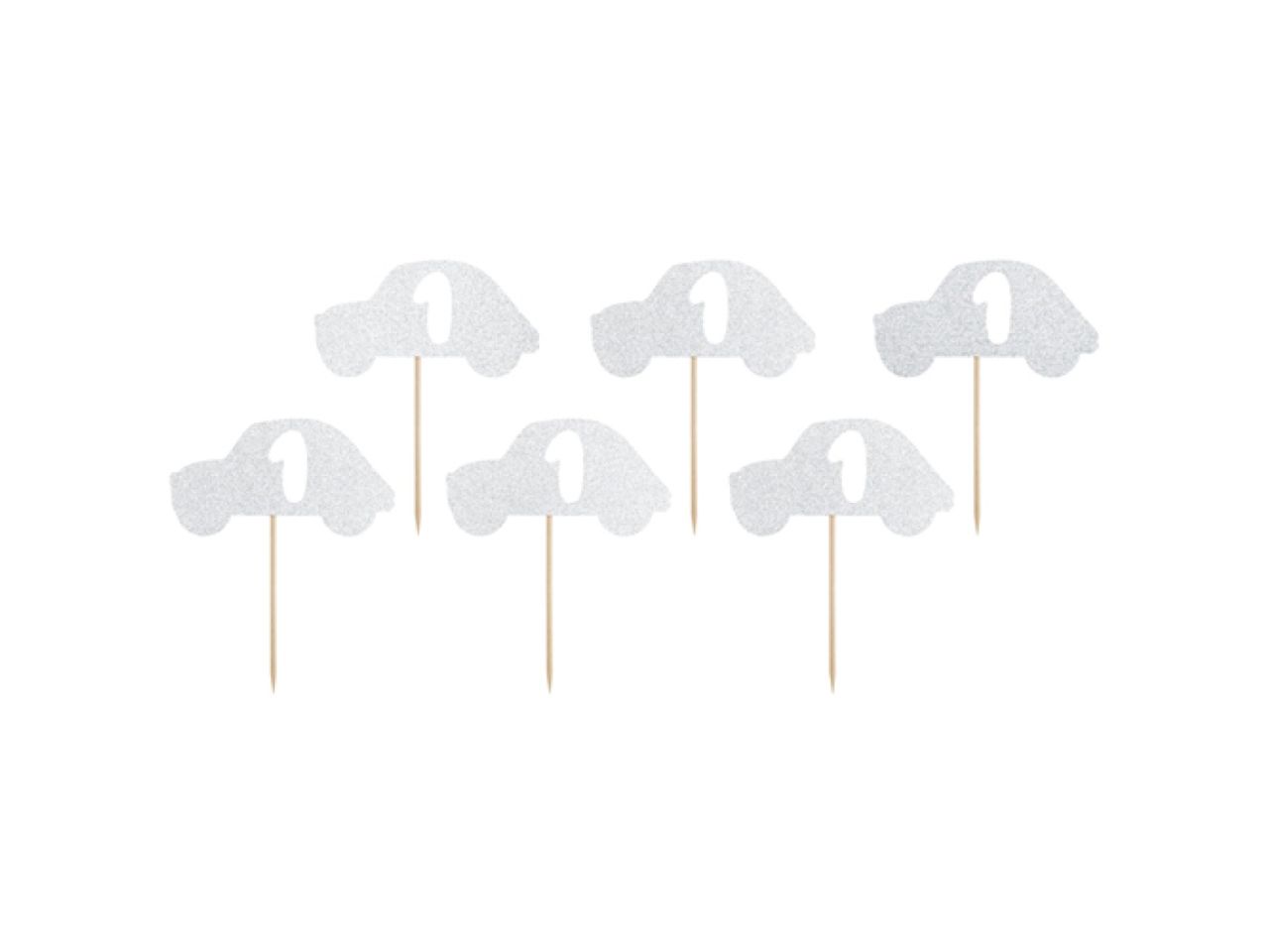 cupcake picker cars 6 pieces silver