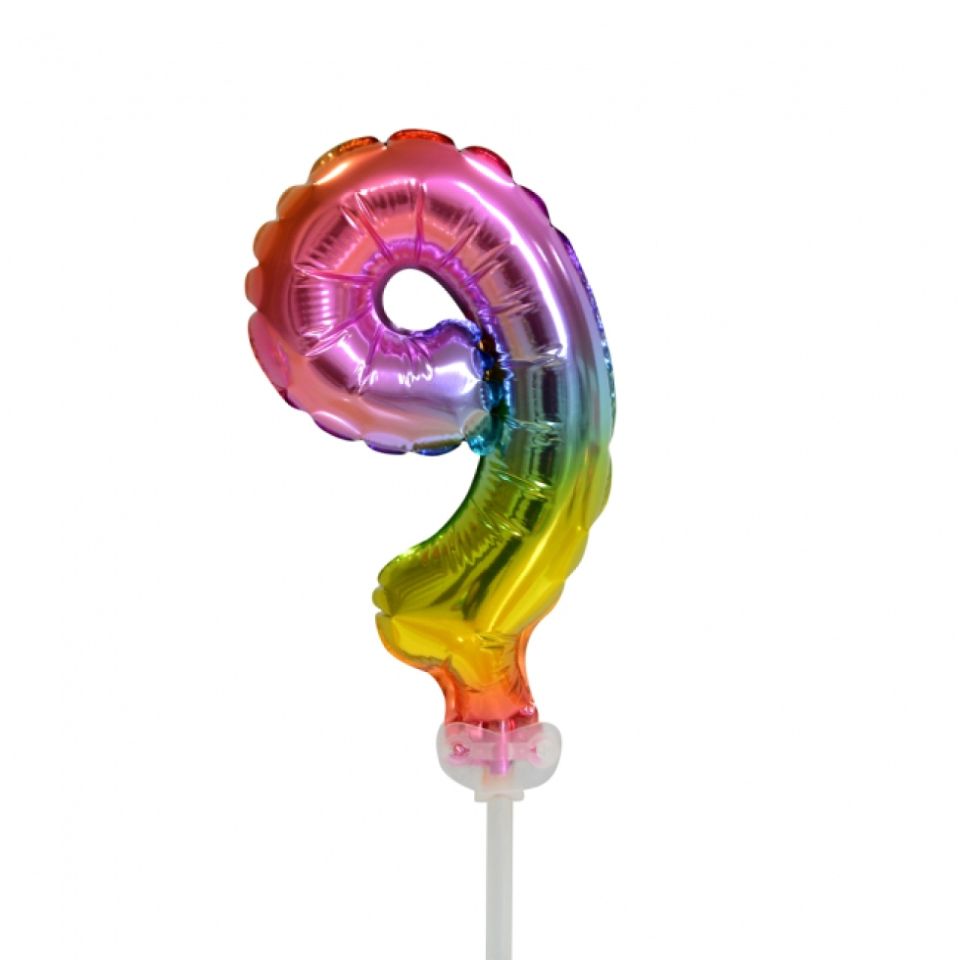 ballon topper zahl 9 regenbogen