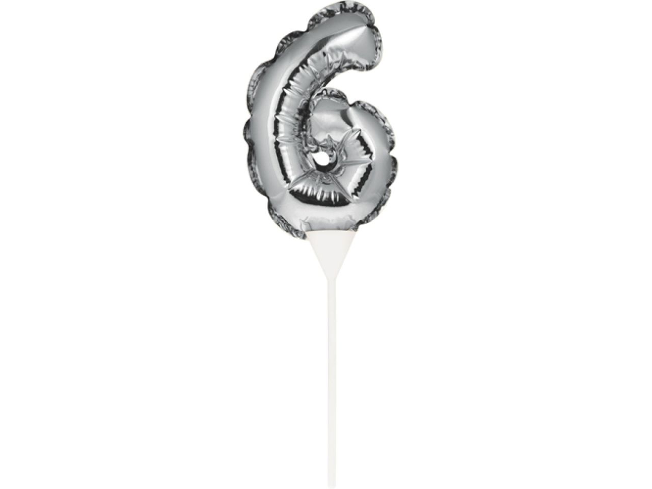 ballon topper zahl 6 silber 13 cm