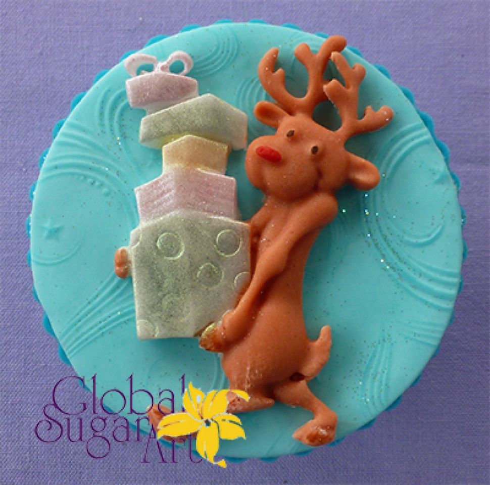 fondant mould reindeer with gifts 6 2x4 2 cm