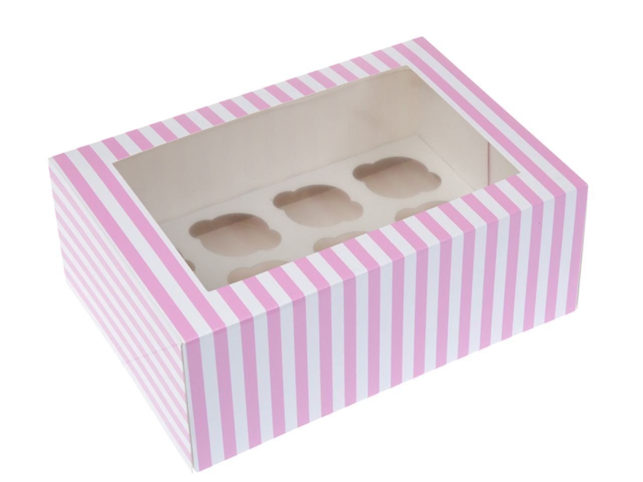 cupcake box for 12 cupcakes with window pink circus 2 pieces