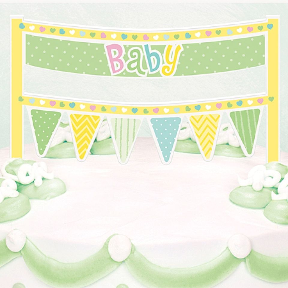 torten dekoration baby shower 15x20 cm pastell