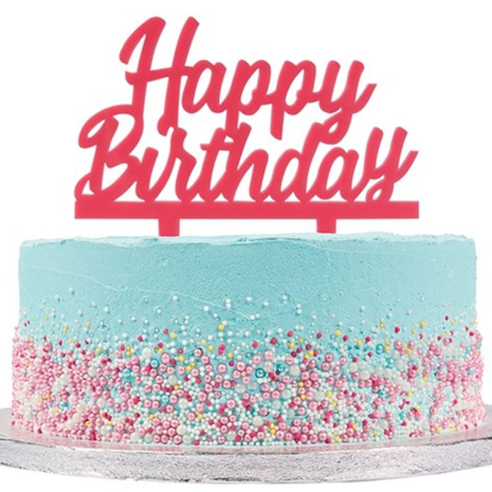 tortentopper happy birthday pink