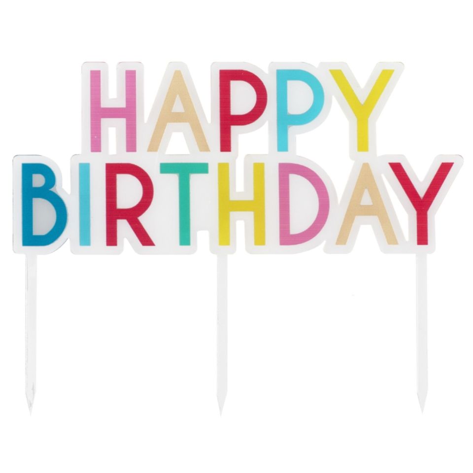 torten topper happy birthday regenbogen acryl