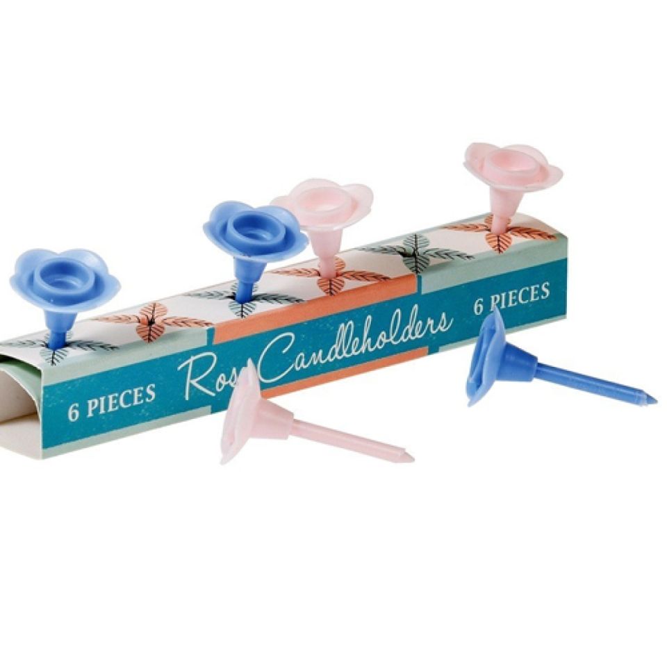 pastel rose cake candle holder set for 6 candles
