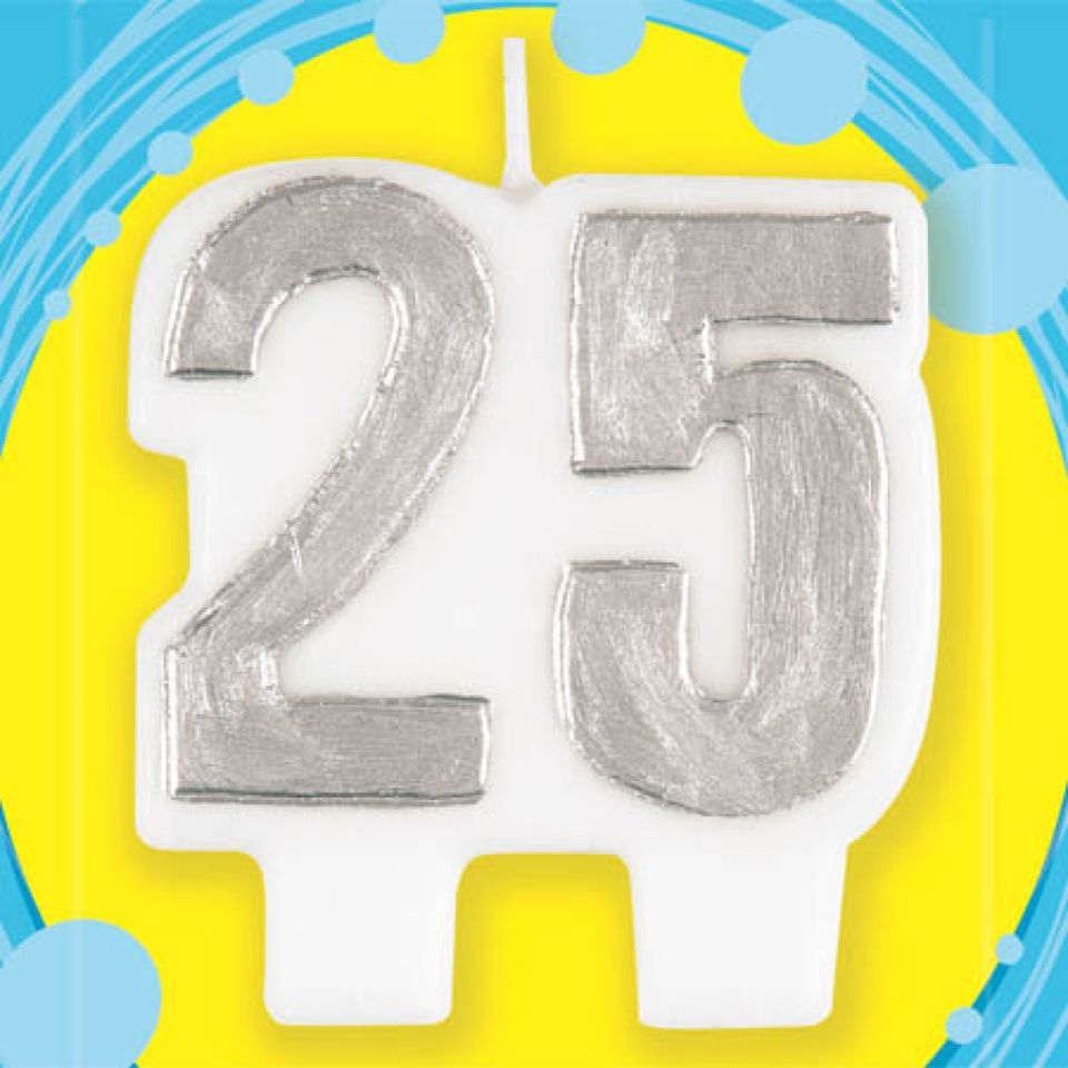 unique zahlenkerze 25 silber