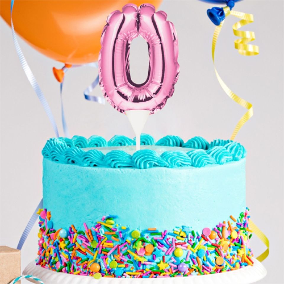 ballon topper zahl 0 pink 13 cm