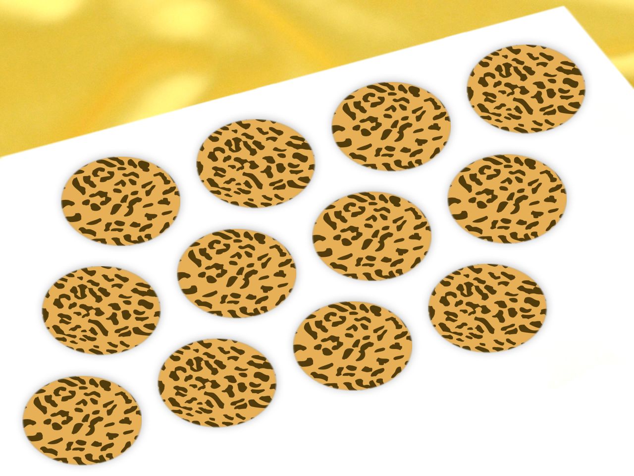 cupcake buttons leopard yellow 12 pieces