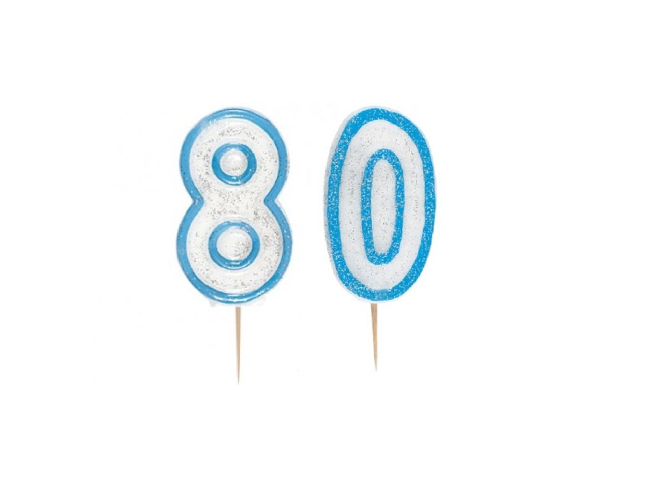 blue glitter number 80 candle