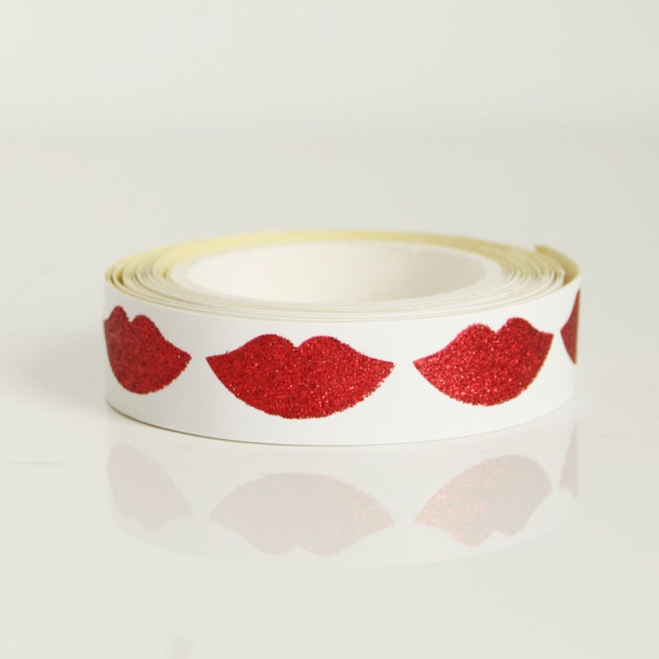 meri meri klebeband lippe rot glitzer 2 7 meter
