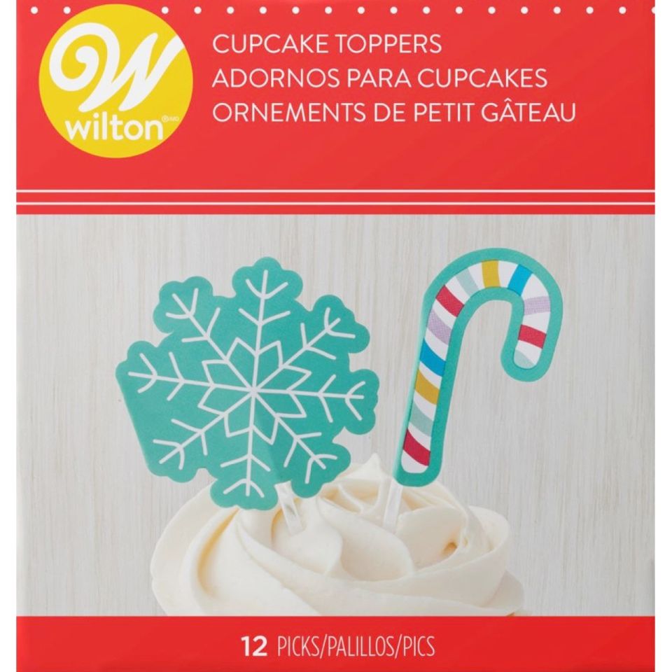 wilton snowflake and candy cane cupcake picks