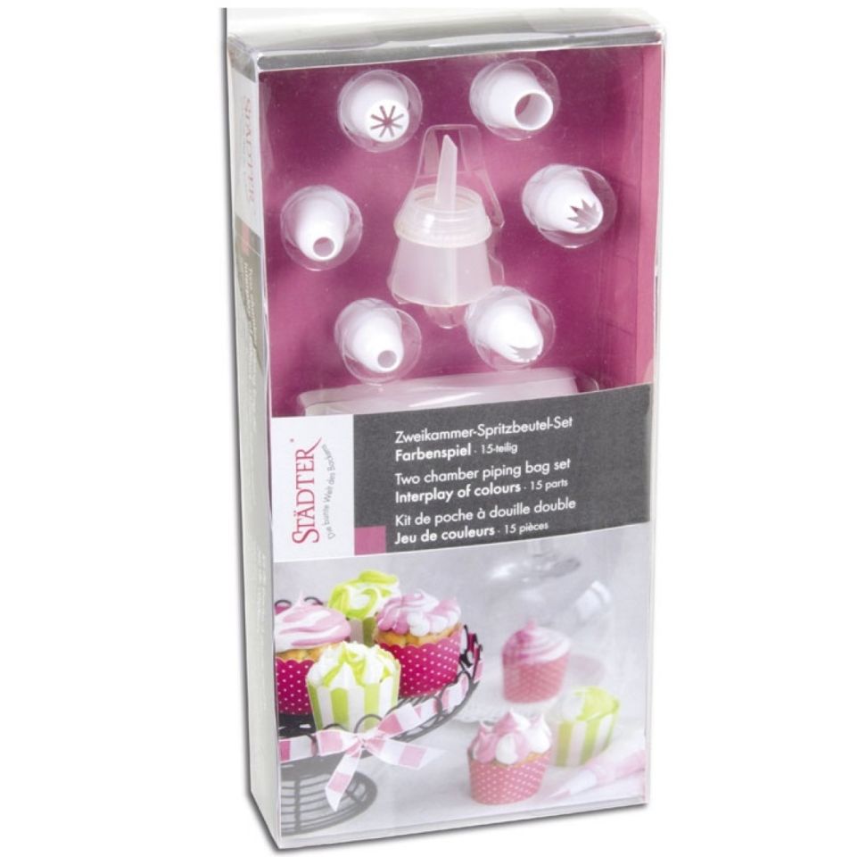 staedter cupcakes zweikammer spritzbeutel set farbenspiel
