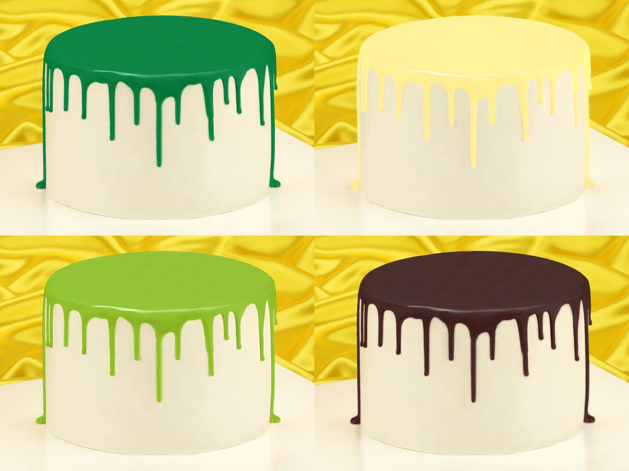 cake drip glaze jungle set of 4