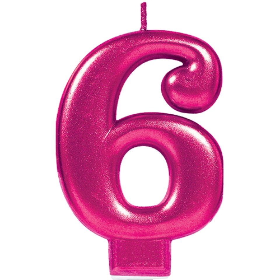 birthday candle number 6 pink 8 cm