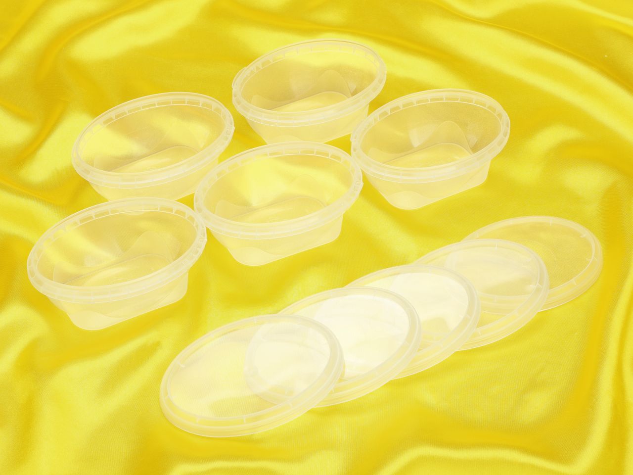 oval storage cups with lids 510ml 5 pieces