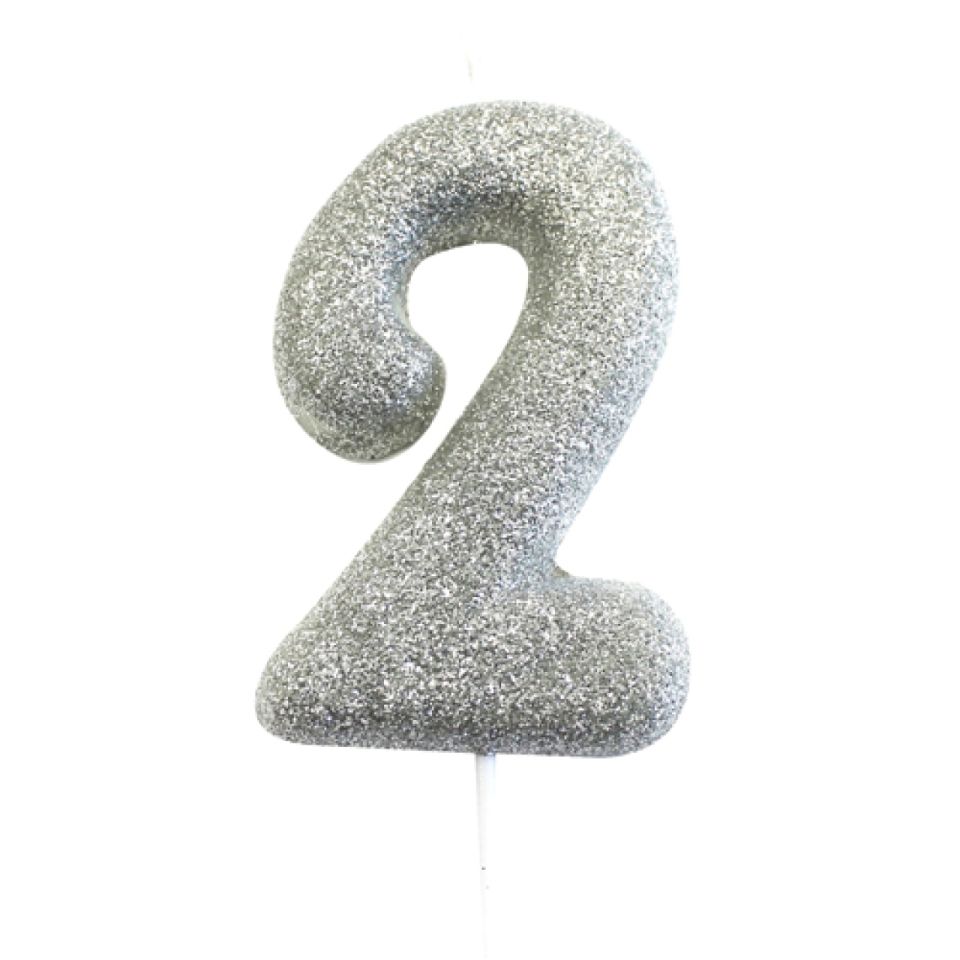 geburtstagskerze zahl 2 silber 7 cm