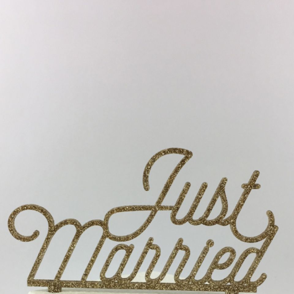 torten deko topper just married gold