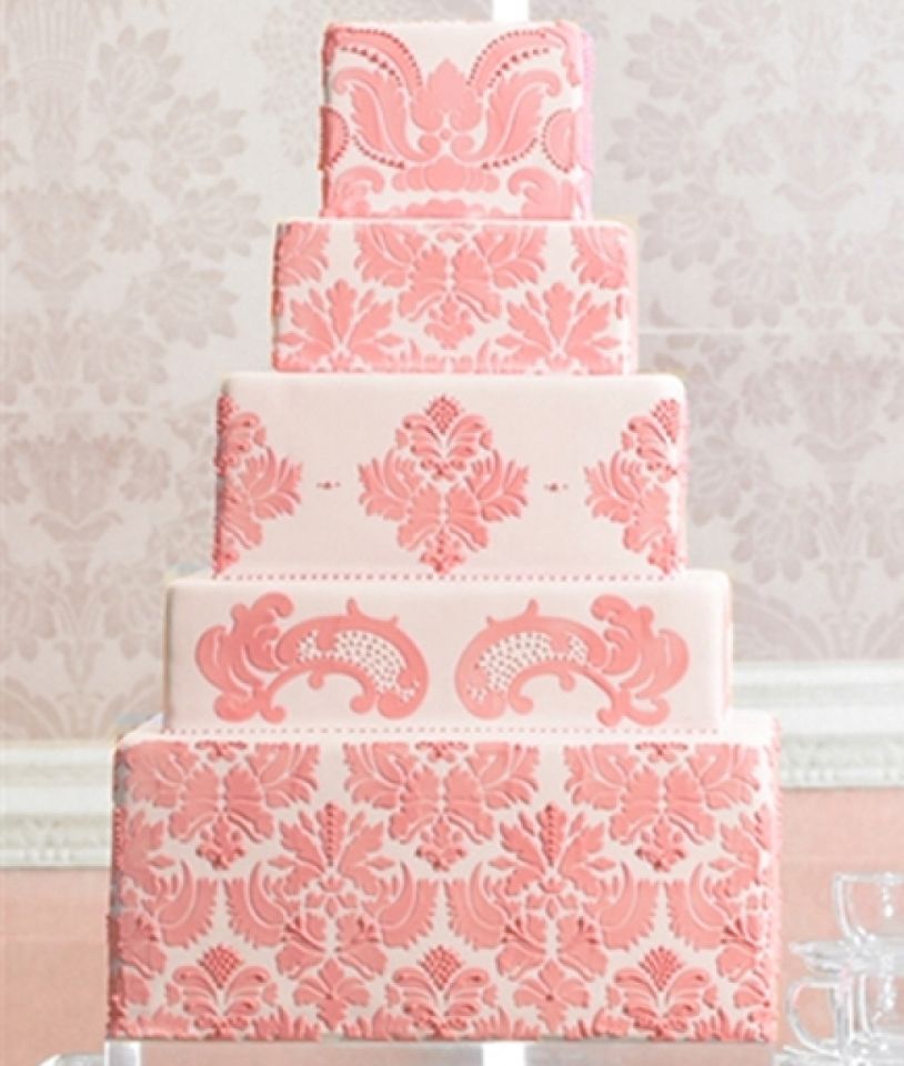 martha stewart damask cake stencil 5 tier set