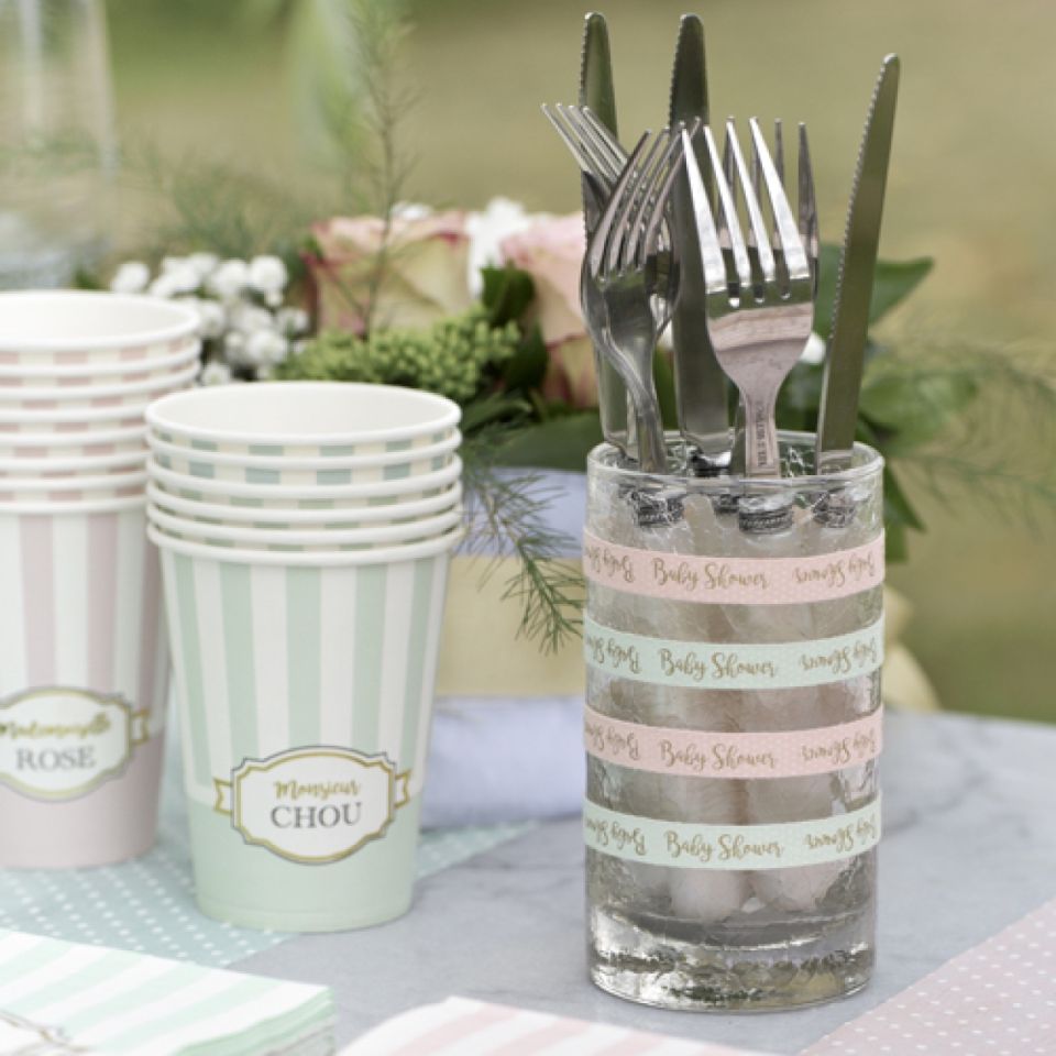 geschenkband babyshower minze