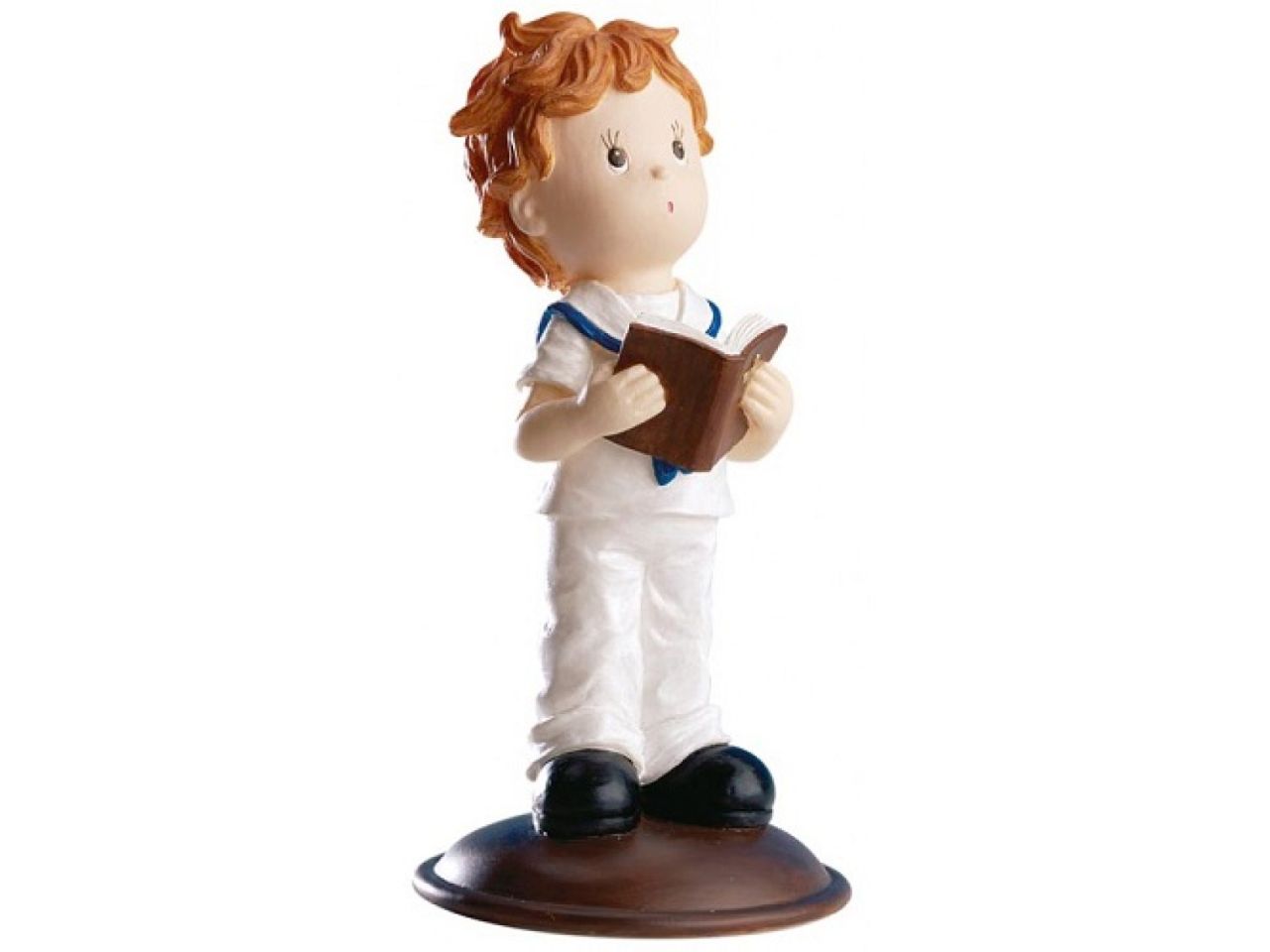 tortenfigur kommunion junge mit bibel 12 cm