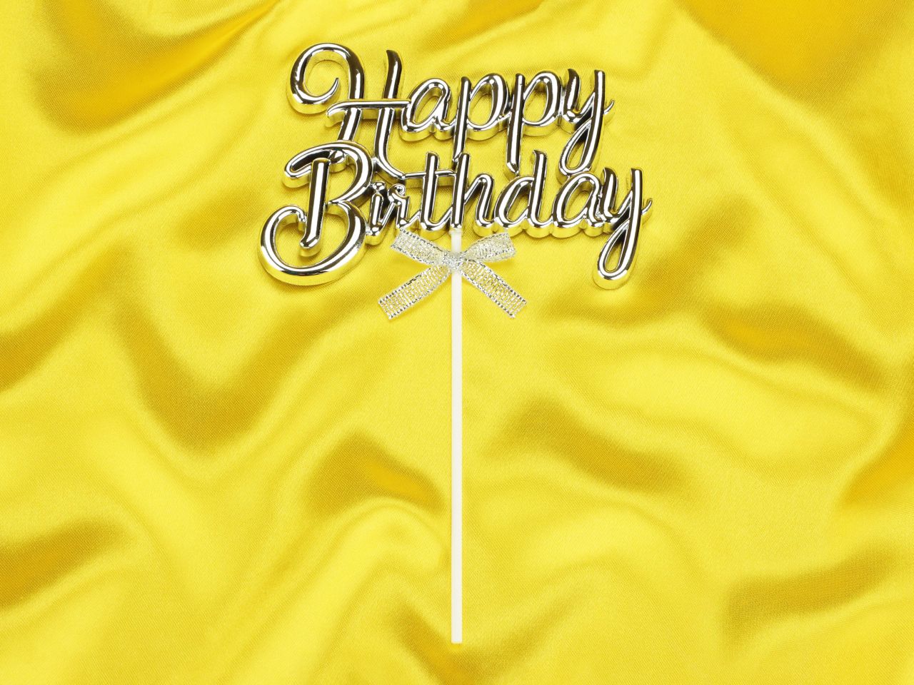 cake topper happy birthday silber 3d