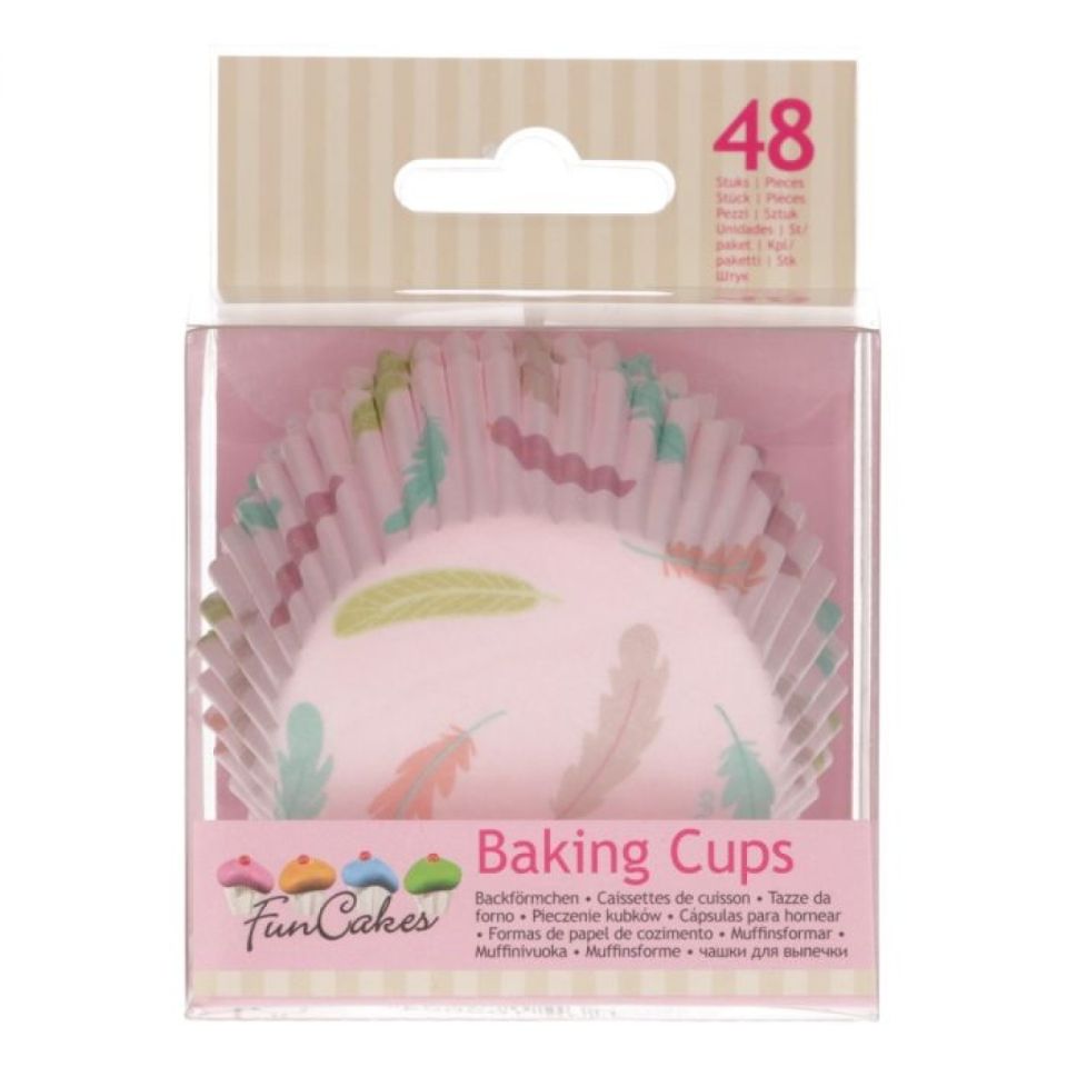 muffinfoermchen feder babyrosa 48 stk