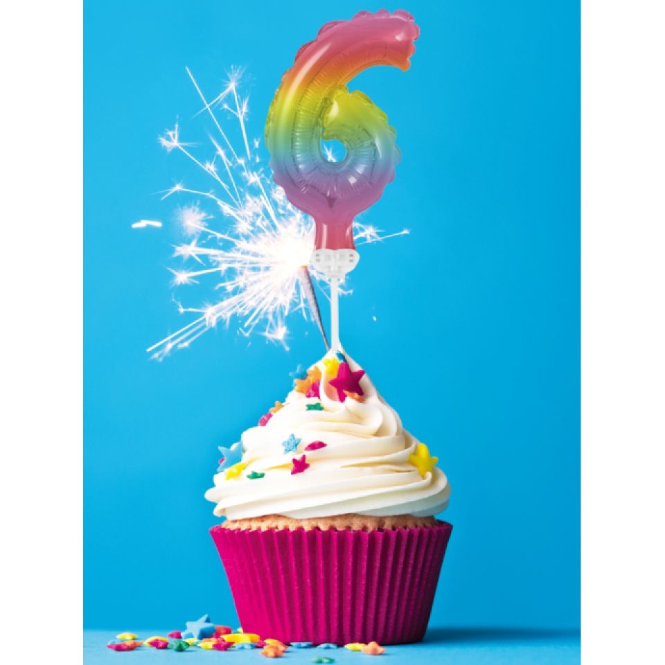 ballon topper zahl 6 regenbogen
