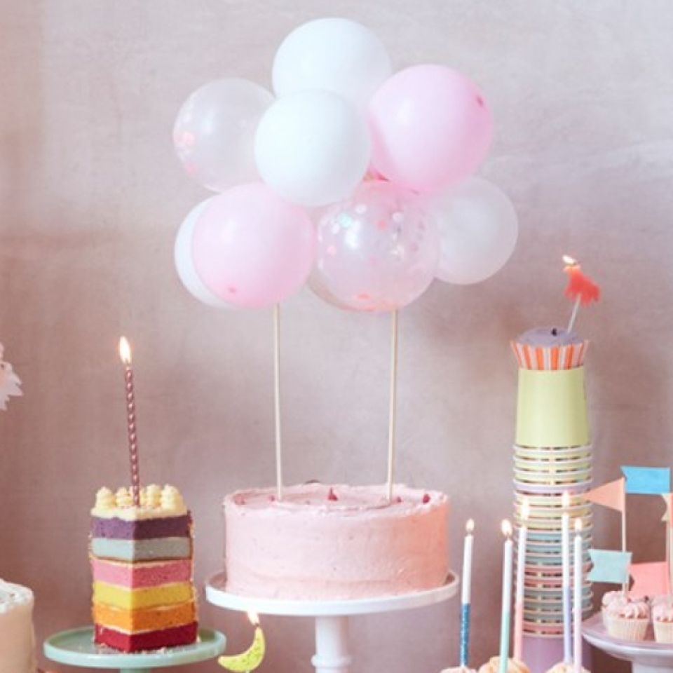 meri meri tortentopper ballons rosa