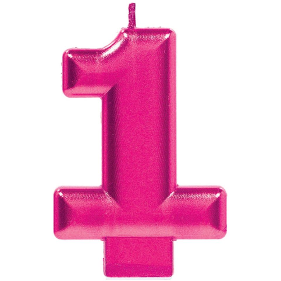 geburtstagskerze zahl 1 pink 8 cm