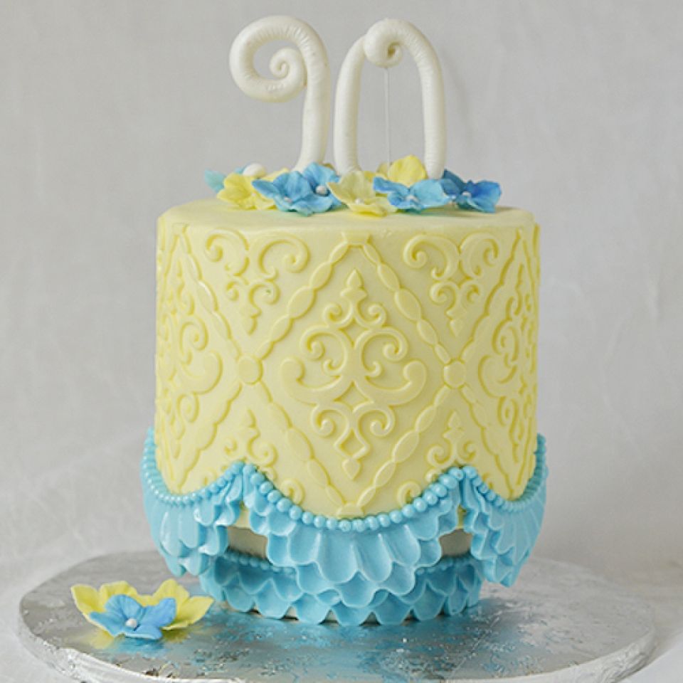 marvelous fondant border mould ruffle swag with mini pearls 16 cm
