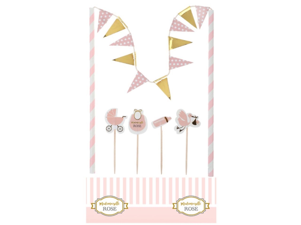 tortendekoration wimpel girlande toppers set baby rosa
