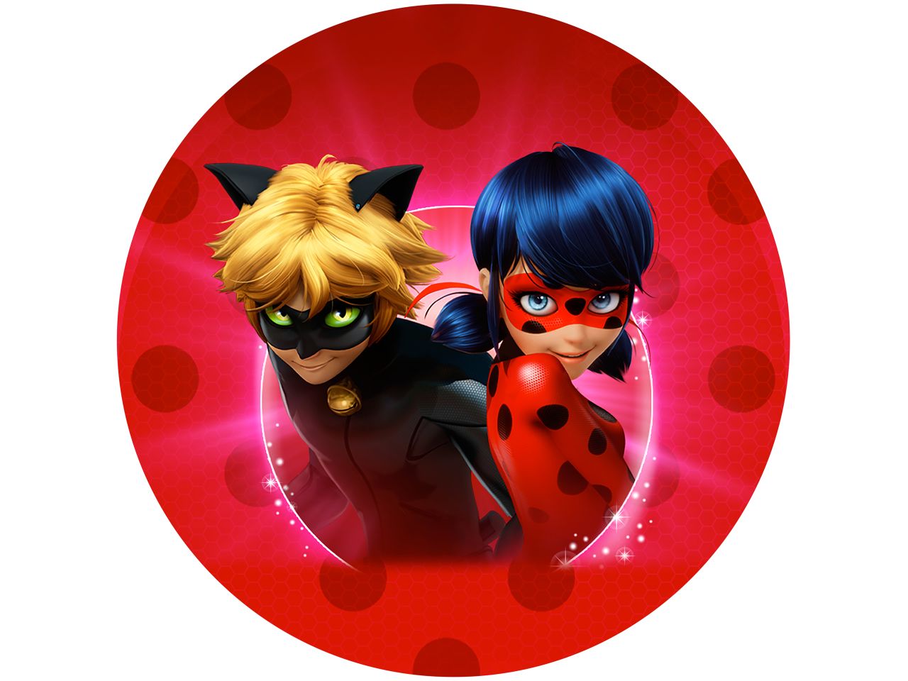 tortenaufleger miraculous ladybug und cat noir rund 20cm