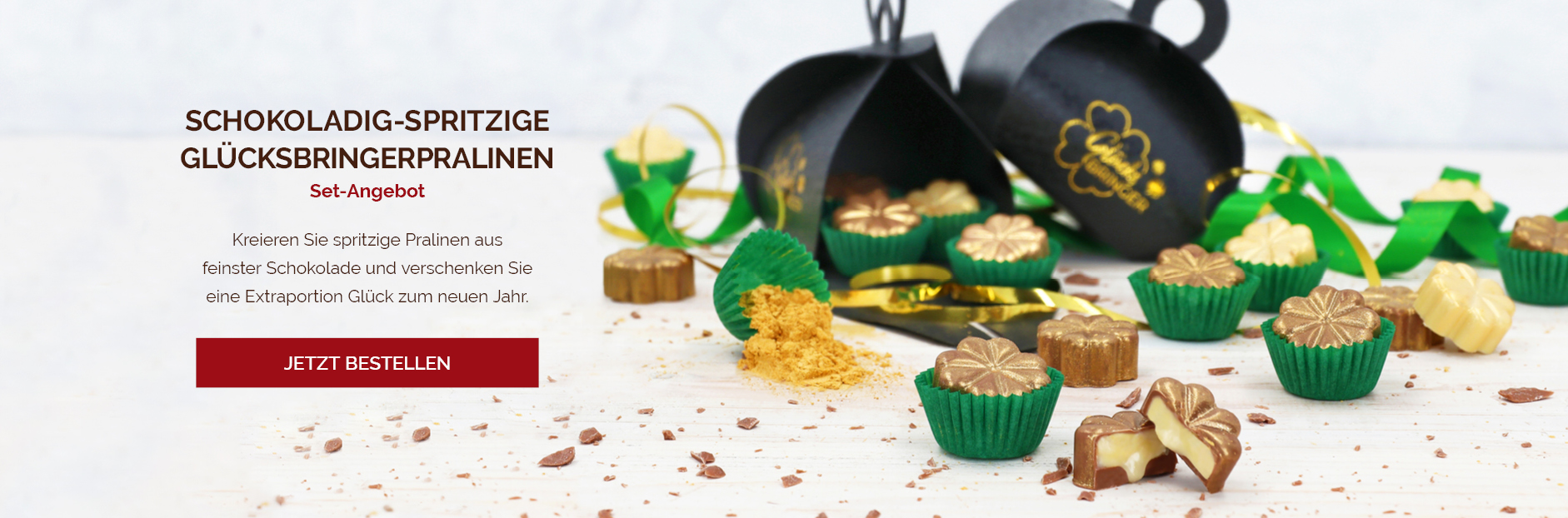 Glücksbringer-Pralinen aus Schokolade als Set-Angebot