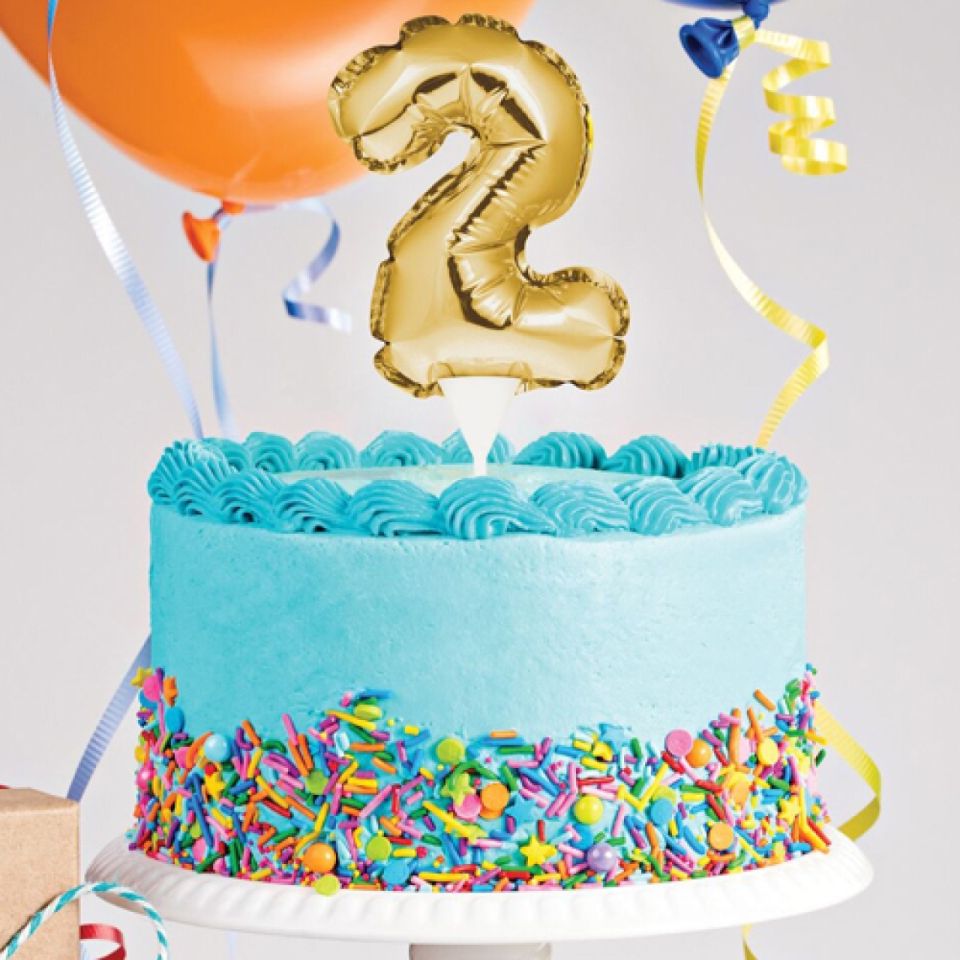 ballon topper zahl 2 gold 13 cm