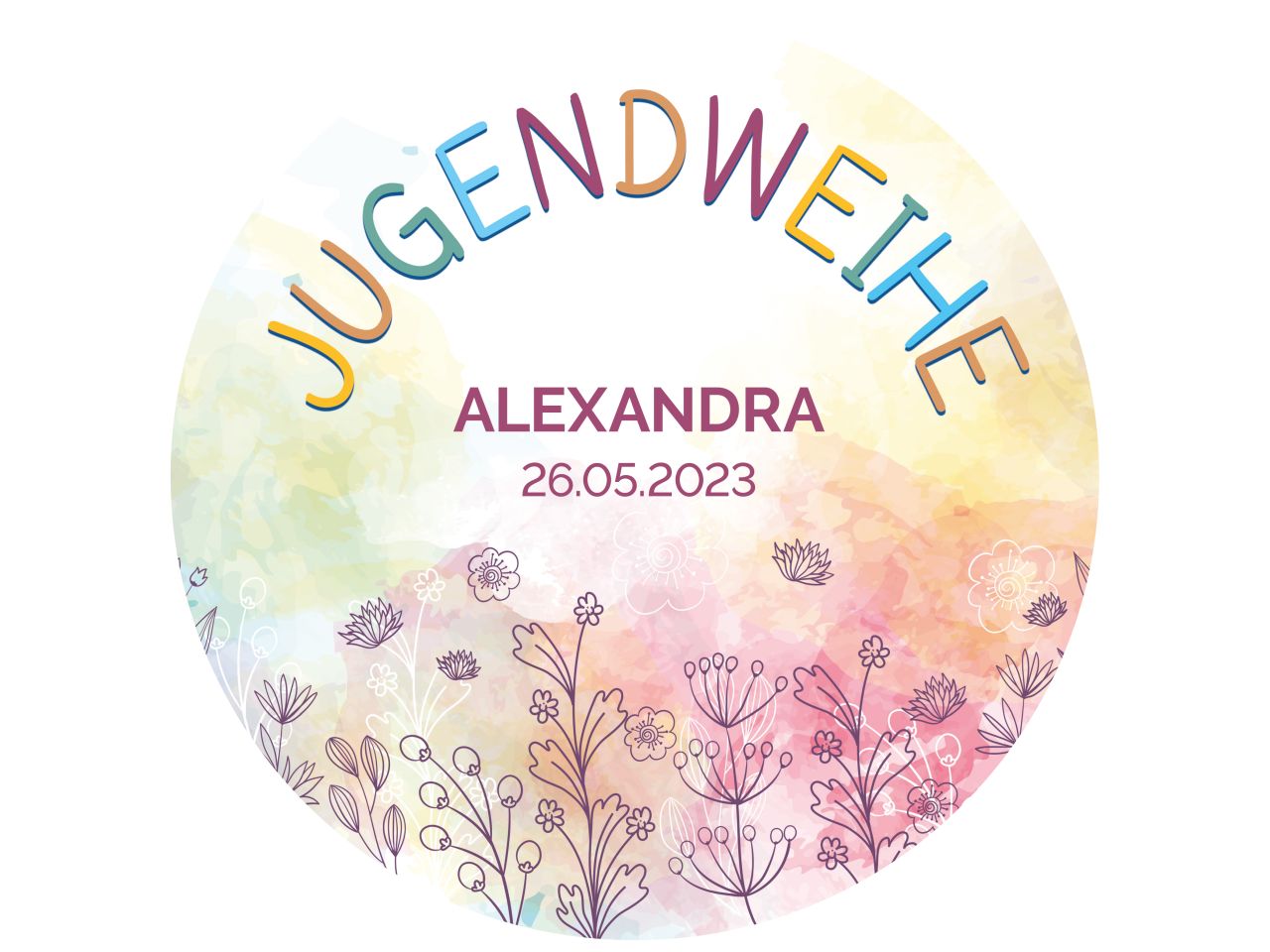 tortenaufleger jugendweihe blumenwiese rund 20cm