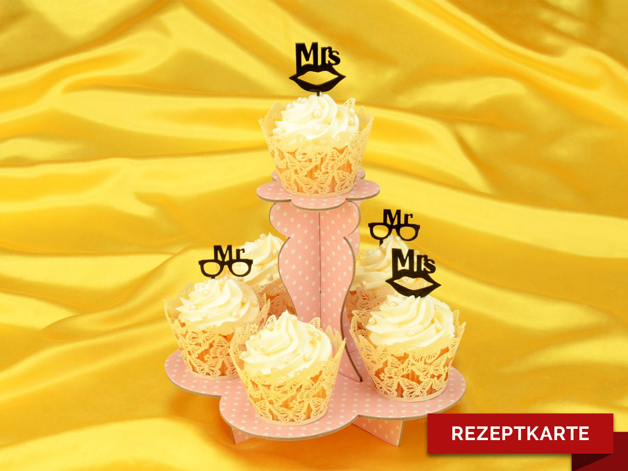 romantische hochzeits cupcakes rezeptkarte