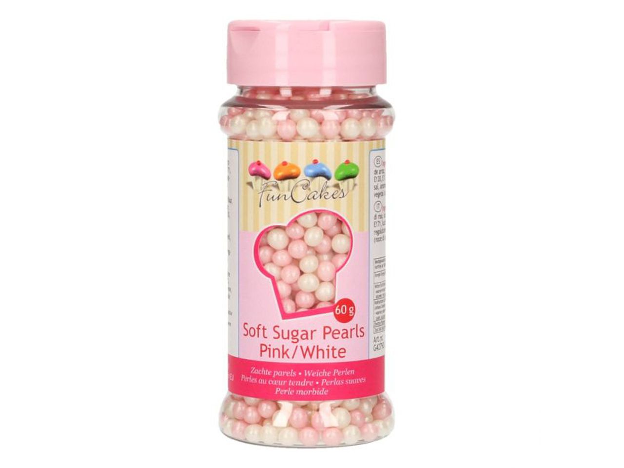 funcakes weiche zuckerperlen pink weiss 60g
