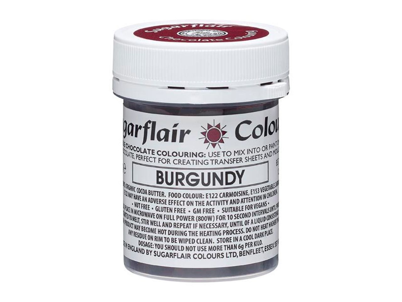 sugarflair schokoladenfarbe burgundy 35g