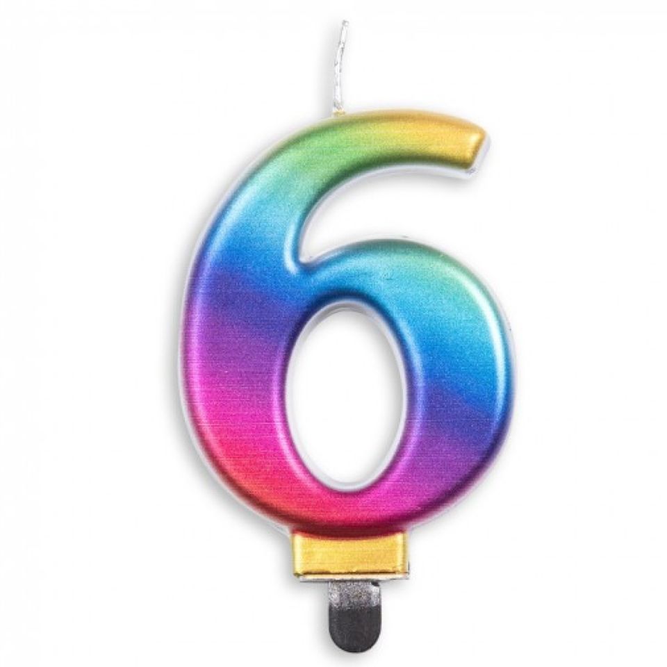 birthday candle number 6 rainbow