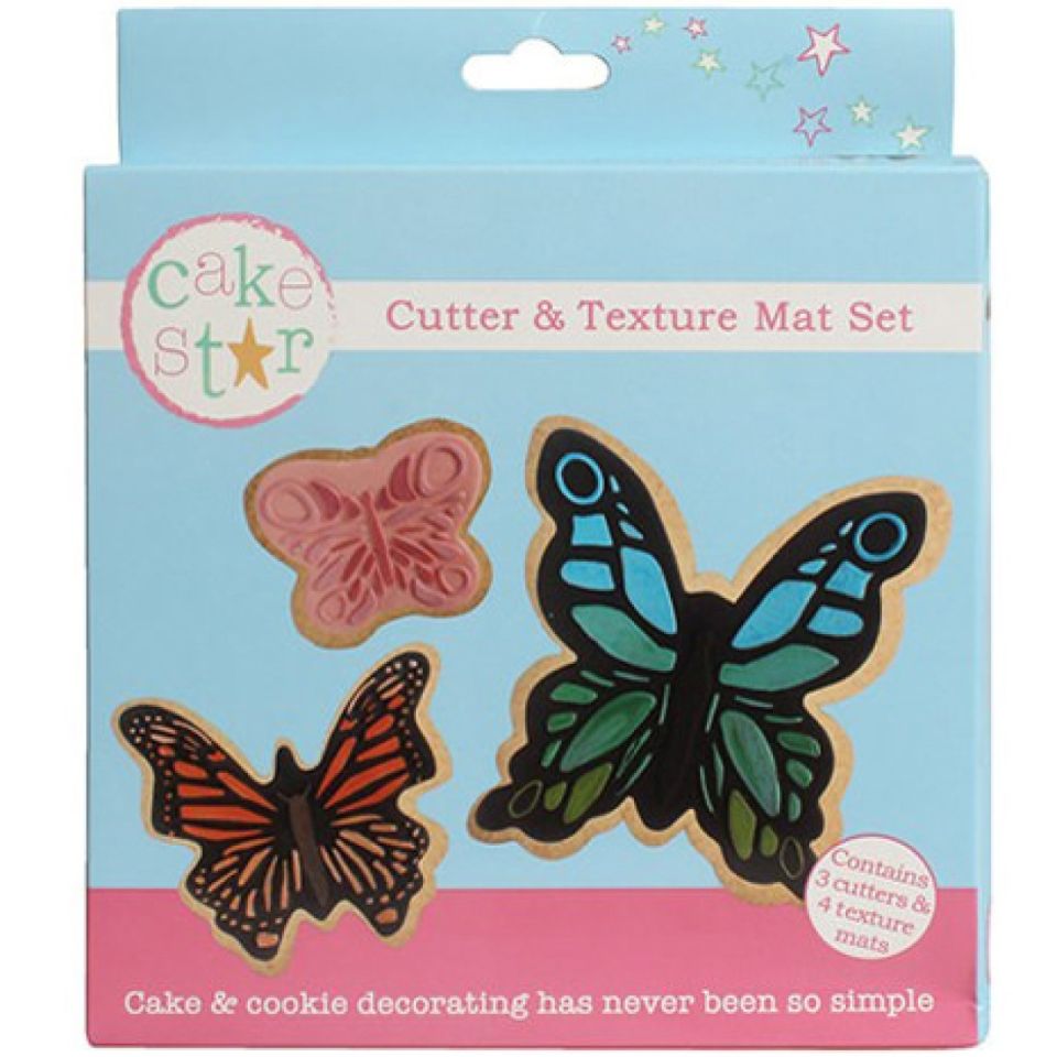 fondant ausstecher textur matte set schmetterling