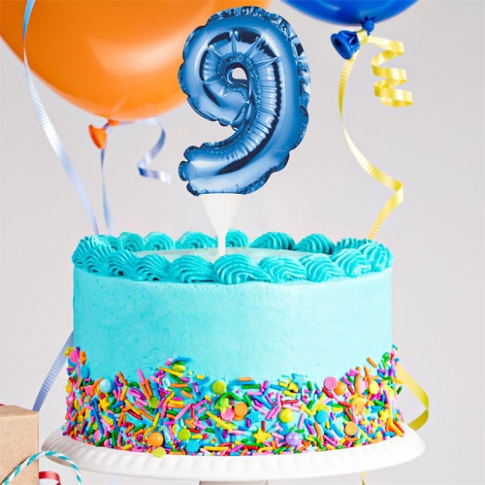 ballon topper zahl 9 blau 13 cm