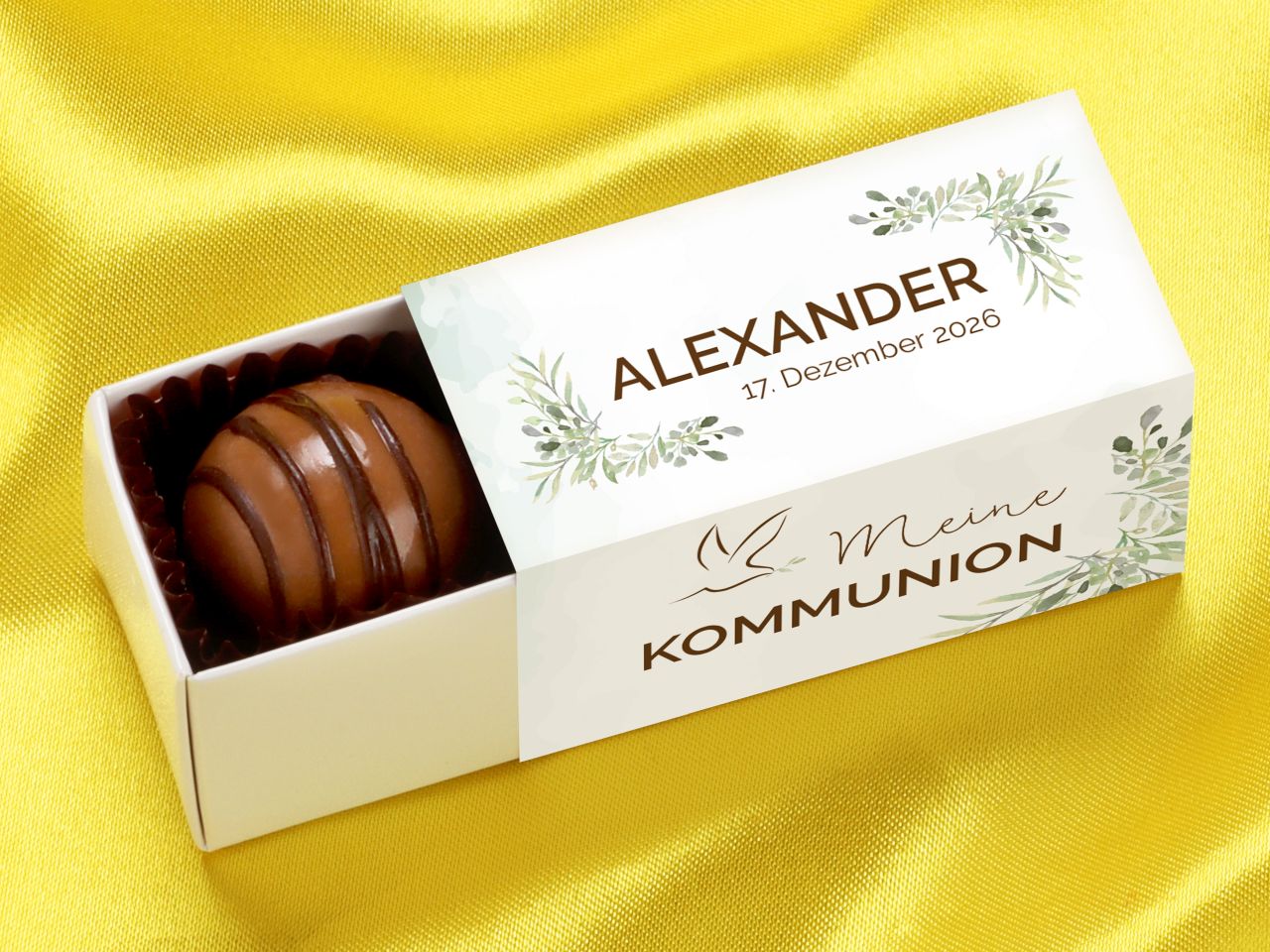 personalised truffle box for 2 truffles communion and confirmation