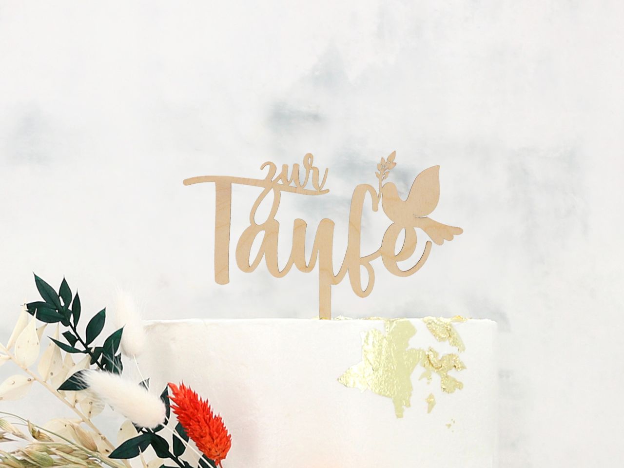 cake topper holz taufe