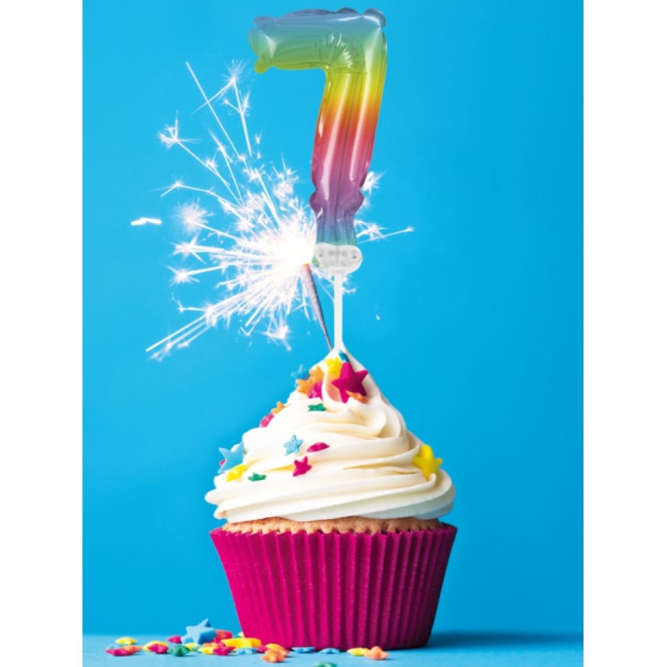 ballon topper zahl 7 regenbogen