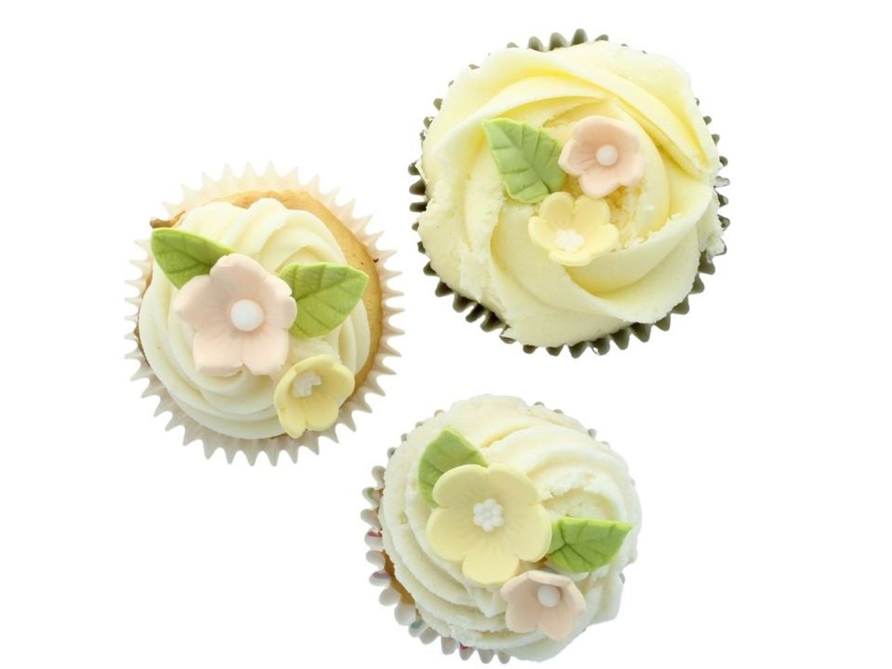 sugar decoration flowers leaves lime green 16 pieces