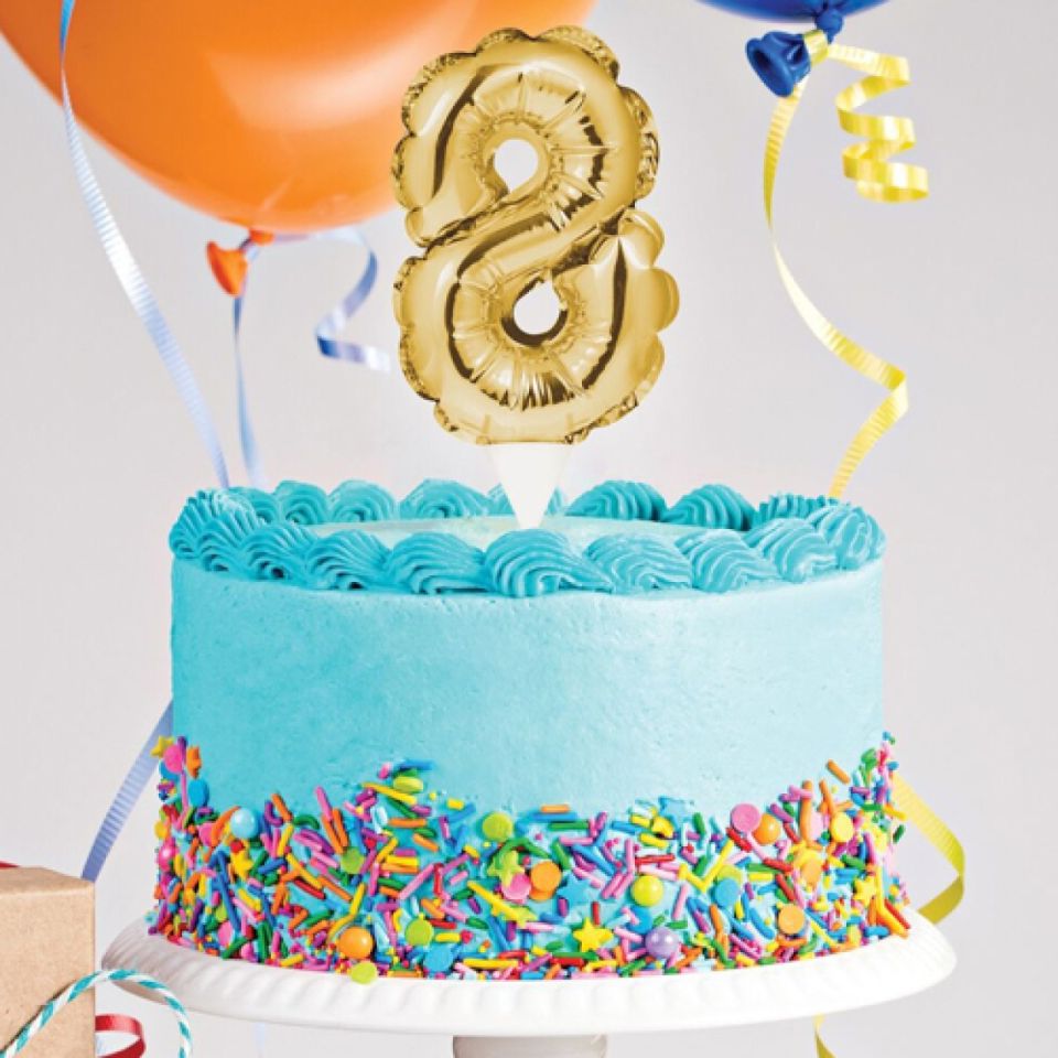 ballon topper zahl 8 gold 13 cm