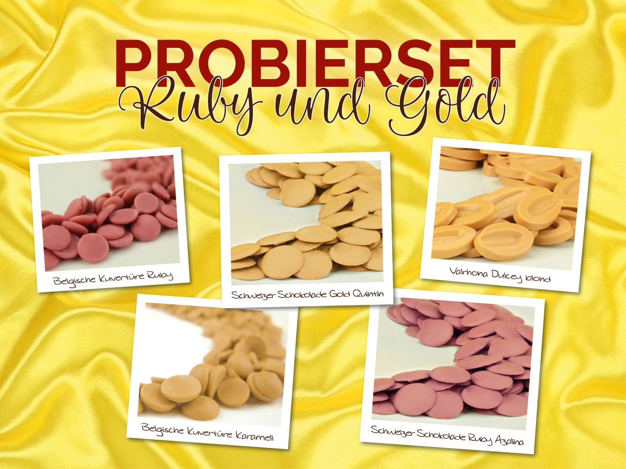 gold ruby couverture chocolate tasting set 5x20g 100g