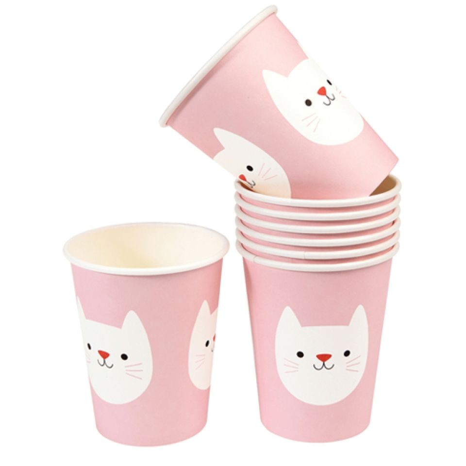 baby cat party cups pink 8 pieces
