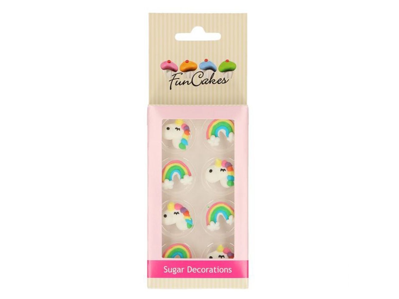 funcakes zuckerdekorationen einhorn regenbogen 8er set