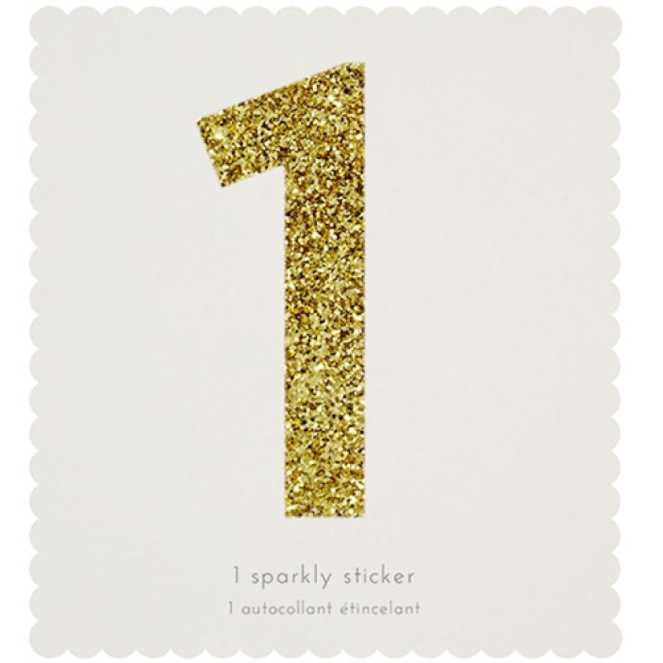 glitter sticker number 1 gold 4x10 cm